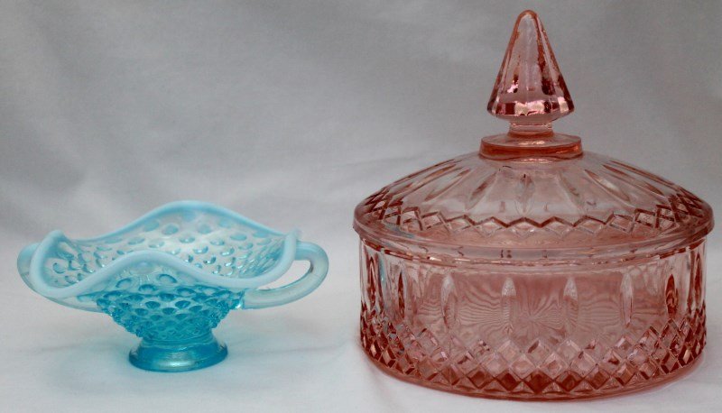 2 Pc FENTON & INDIANA GLASS  CANDY AND BON BON (1 of 10)