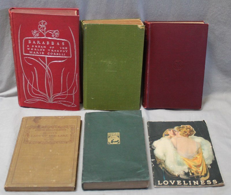 6 ANTIQUE & VINTAGE BOOKS - A BOOK ON BEAUTY: 1. Loveliness-A Book on Beauty by the Screens Most Beautiful Women published 1923 by the Western Co. 2. The poems & Plays of Robert Browning published M Dent & Sons Ltd; E P Dutton & Co. Inc, London;