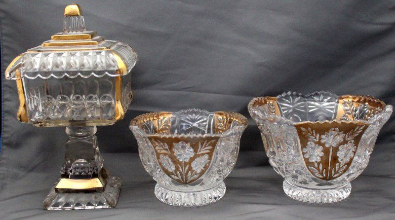 3 pc GOLD FLASHED BOWLS & WEDDING COMPOTE (1 of 9)
