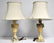 PAIR CARVED ALABASTER TABLE LAMPS