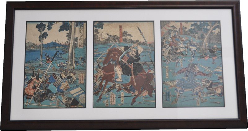 JAPANESE WOODBLOCK TRIPTYCH WARRIORS (1 of 10)
