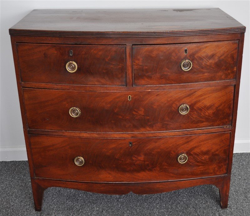 ENGLISH FLAME MAHOGANY BOWFRONT CHEST (1 of 10)