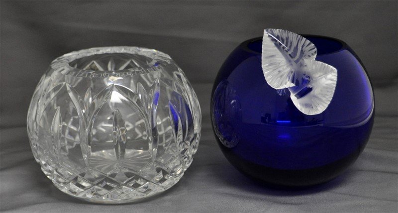2 pc COBALT & CRYSTAL ROSE BOWLS (1 of 6)