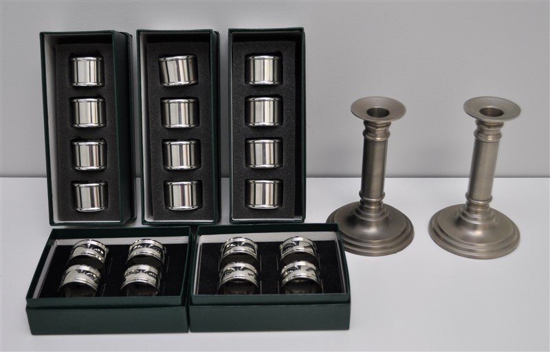 20 NAPKIN RINGS & CANDLESTICKS KIRK STIEFF PEWTER (1 of 6)