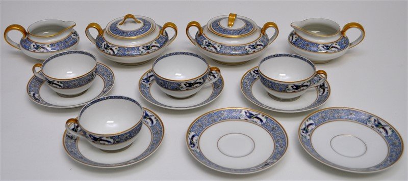 14 pc HAVILAND LIMOGES RANI  TEA CUPS-CREAM - SUGAR (1 of 10)