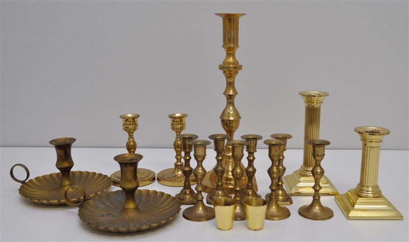15  BRASS CANDLESTICKS BALDWIN & MORE (1 of 8)