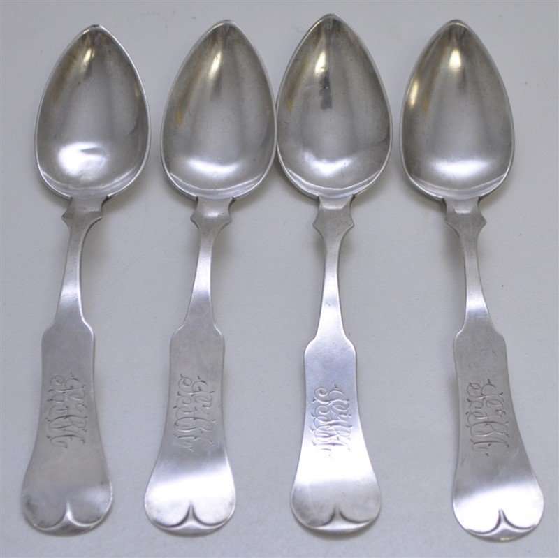 4 19TH C. COIN SILVER SPOONS - BOSTON (1 of 5)