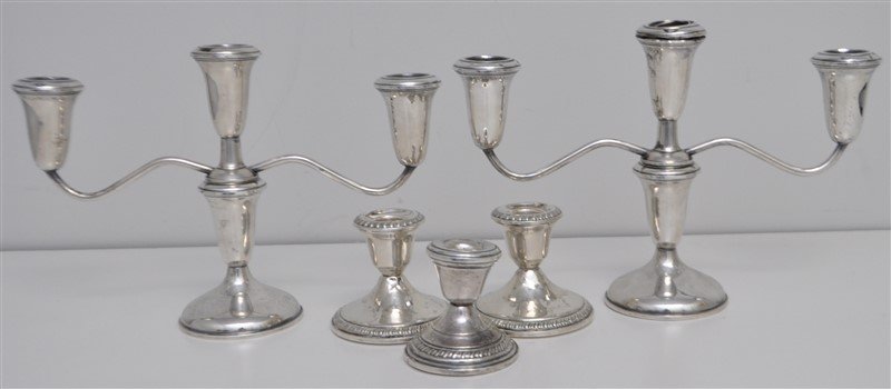 5 pc STERLING SILVER CANDELABRA & CANDLESTICKS (1 of 10)