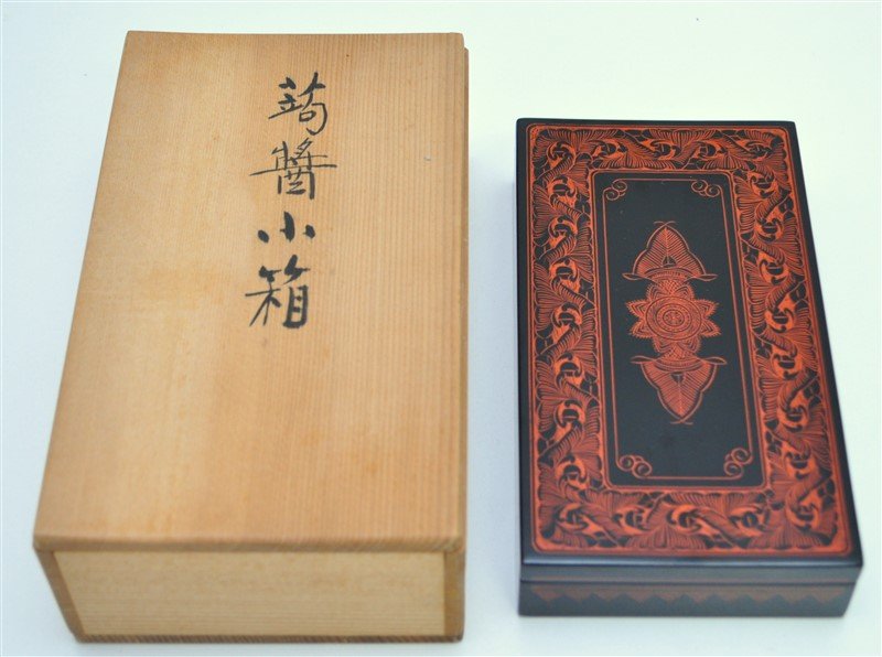 SHINKO KOUGEI KAGAWA SHIKKI LACQUERWARE  SUZURI-BAKO (1 of 4)