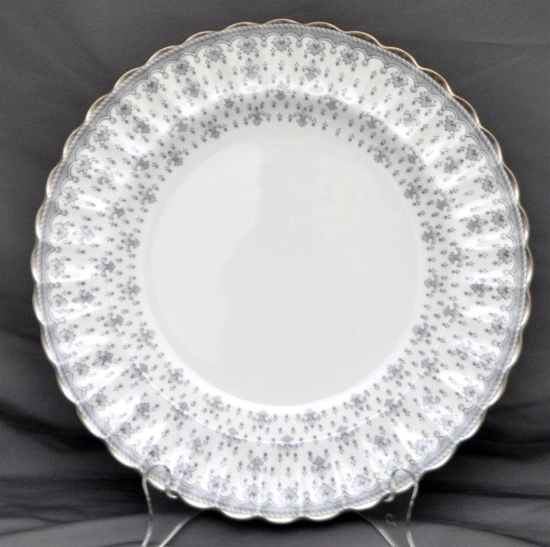 6 SPODE FLEUR DE LIS GRAY PLATINUM TRIM DINNER PLATES (1 of 5)