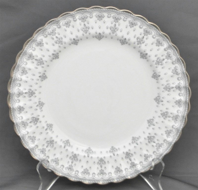 12 SPODE FLEUR DE LIS GRAY PLATINUM TRIM SALAD PLATES (1 of 5)