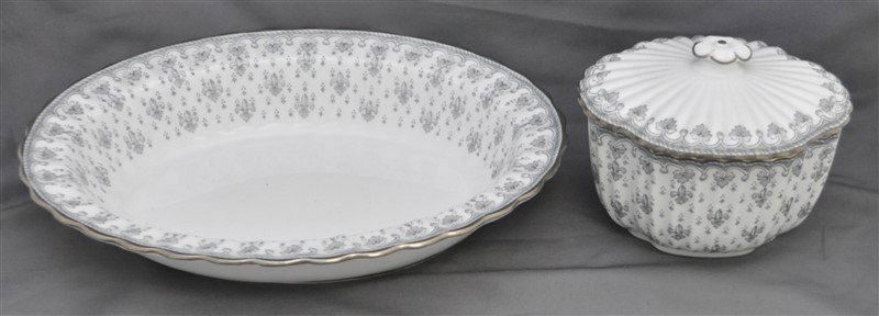 12 SPODE FLEUR DE LIS GRAY PLATINUM TRIM VEGETABLE & (1 of 8)