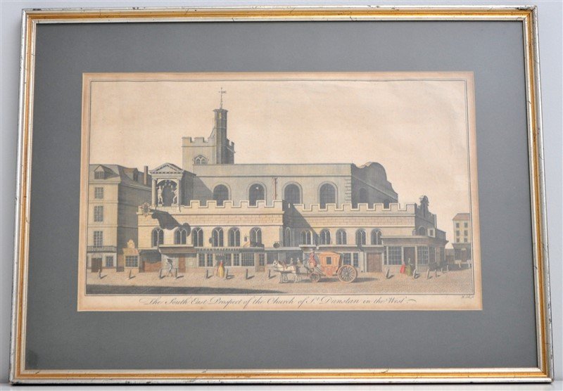 ANTIQUE ENGLISH 18TH c. HC ENGRAVING ST. DUNSTAN (1 of 5)