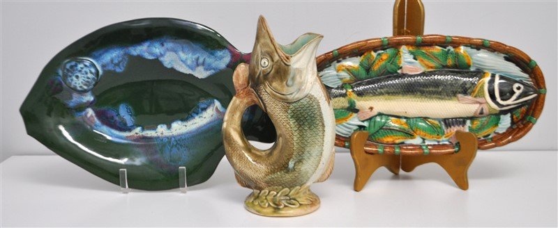 3 Pc VINTAGE FISH MAJOLICA / CERAMICS (1 of 10)