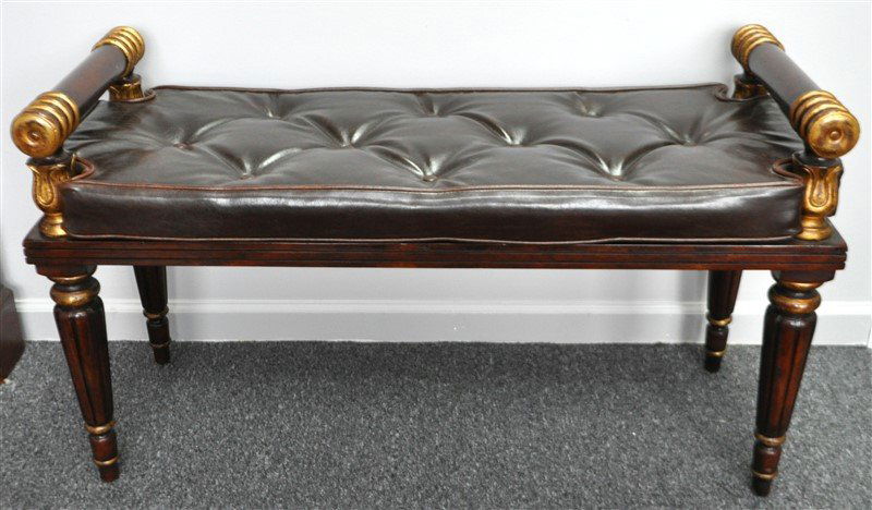 THEODORE ALEXANDER REGENCY CARVED MAHOGANY BENCH (1 of 8)