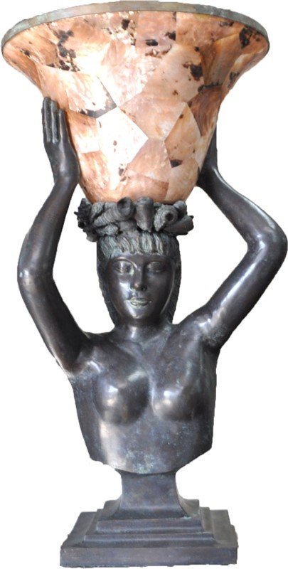 MONUMENTAL MAITLAND SMITH BRONZE AMPHITRITE TORCH LAMP (1 of 9)