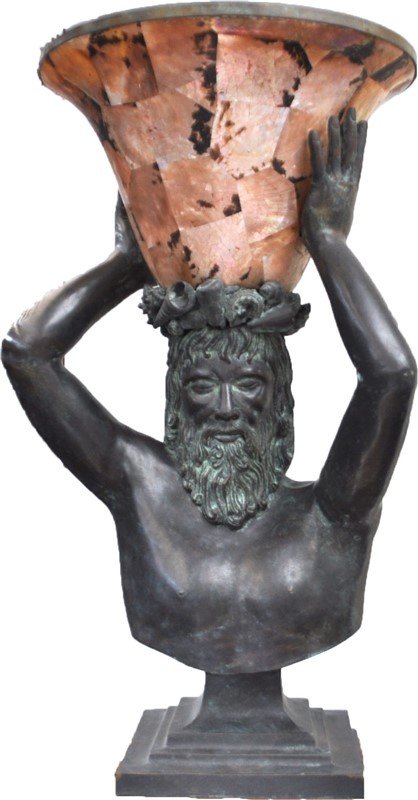 MONUMENTAL MAITLAND SMITH BRONZE POSEIDON TORCH LAMP (1 of 9)