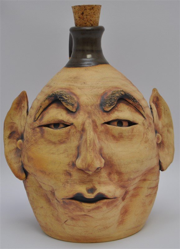 GEORGIA POTTERY FACE JUG ELF SIGNED HY (1 of 7)