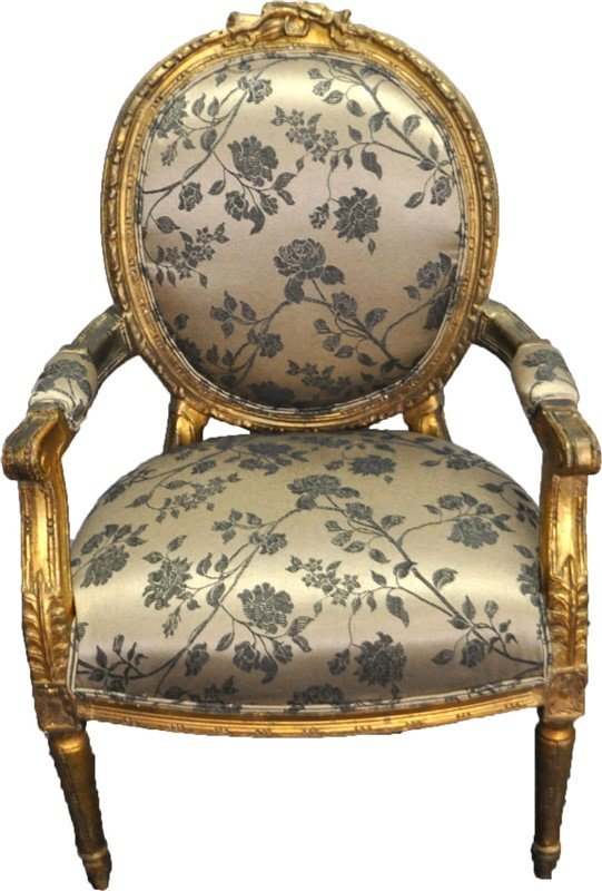ANTIQUE FRENCH PARCEL GILT FAUTEUIL CHAIR (1 of 8)