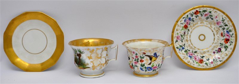 2 HAND PAINTED & GILT OLD PARIS PORCELAIN CUPS (1 of 10)