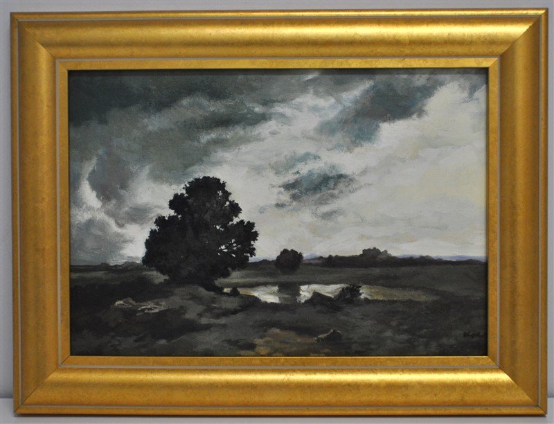 ECOLE FRANCAISE PAYSAGE ROMANTIQUE DU SOIR OIL (1 of 6)