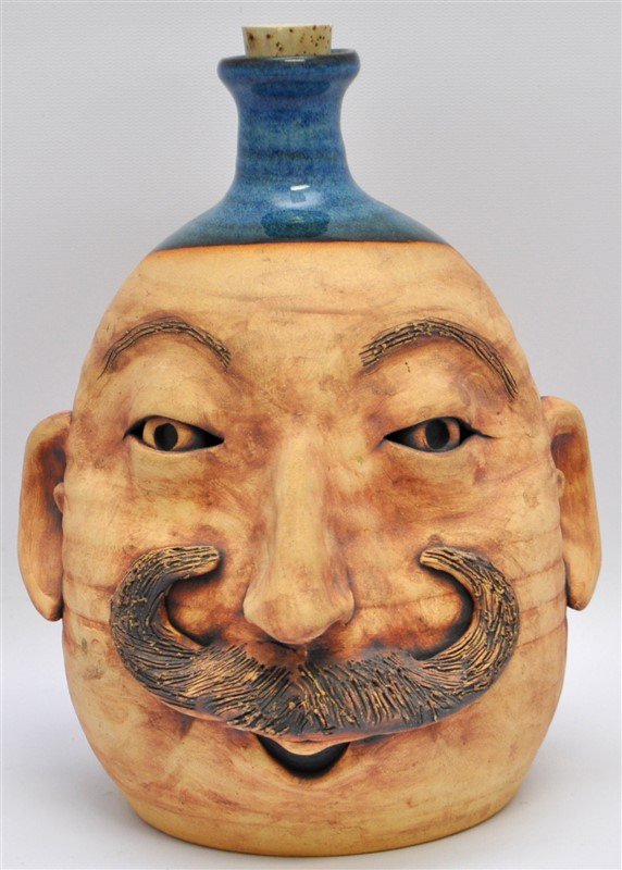 GEORGIA POTTERY FACE JUG BEARDED MAN  SIGNED HY (1 of 7)