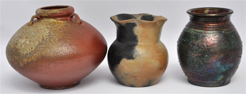 3 PC STUDIO POTTERY RAKU - PIT FIRED (1 of 9)