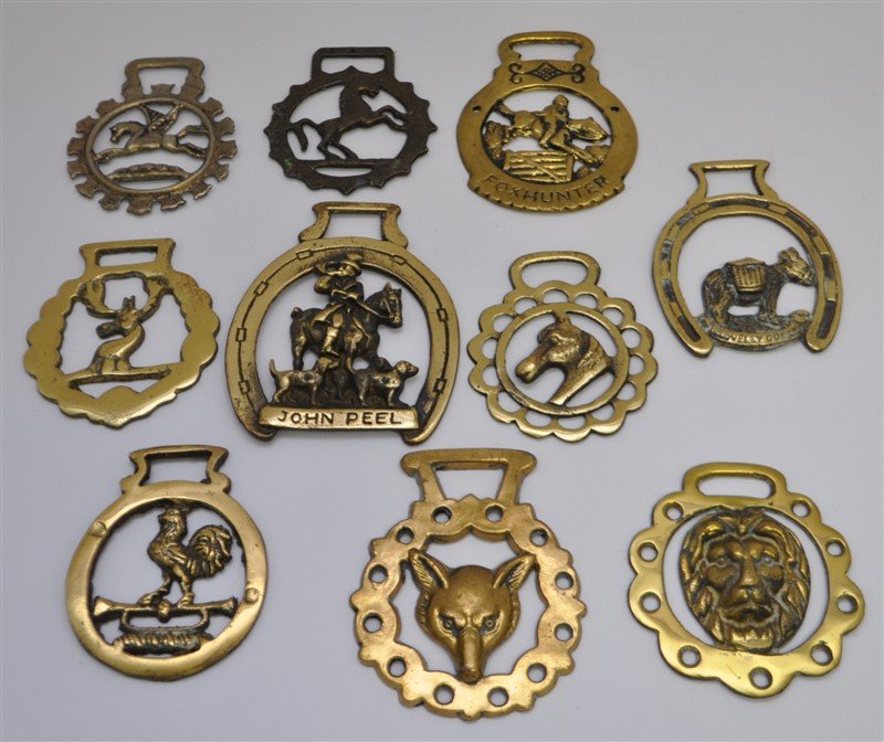 10 Pc Antique & Vintage English Horse Brasses