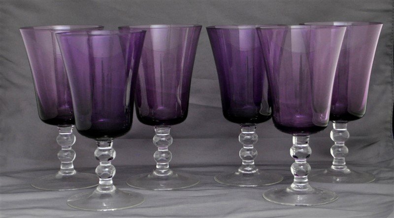 6 AMETHYST GLASS WATER GLASSES (1 of 5)