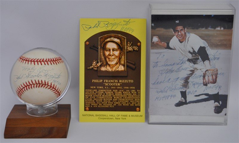 3 PHIL HOLY COW RIZZUTO AUTOGRAPHED BASEBALL & PHOTO + (1 of 6)