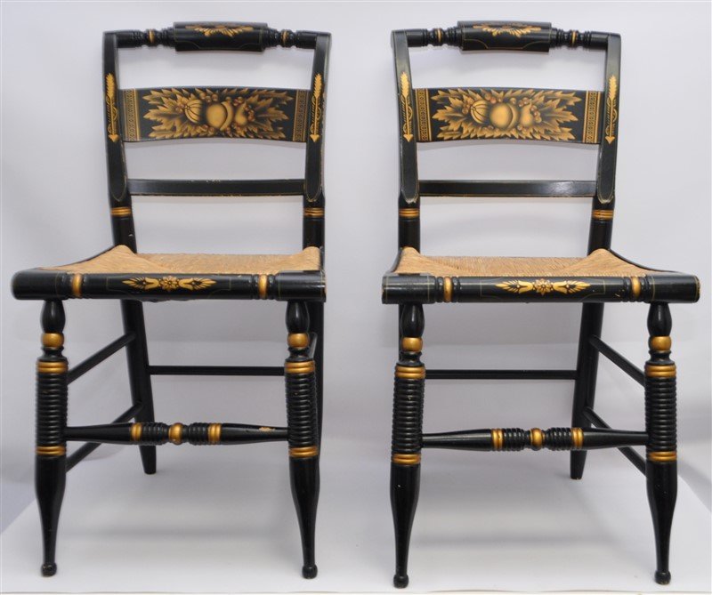 2 STENCILED HITCHCOCK SIDE CHAIRS - SIGNED (1 of 9)