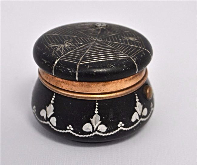 RARE 19th c. SPIDER WITH WEB TRAVELING INKWELL (1 of 10)