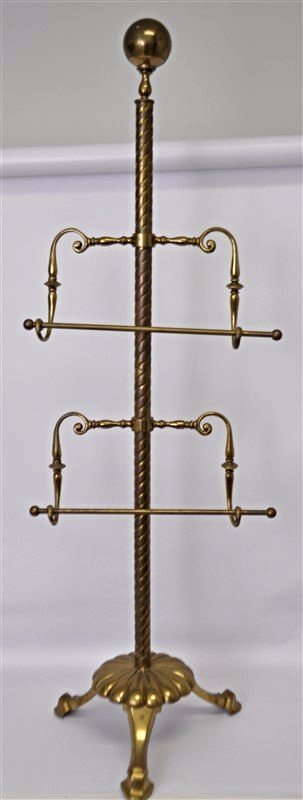 VICTORIAN SOLID BRASS STANDING TOWEL RACK (1 of 8)
