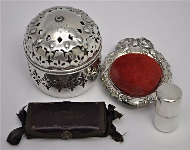 4 pc STERLING GORHAM YARN BALL - NEEDLE CASE - PIN (1 of 9)