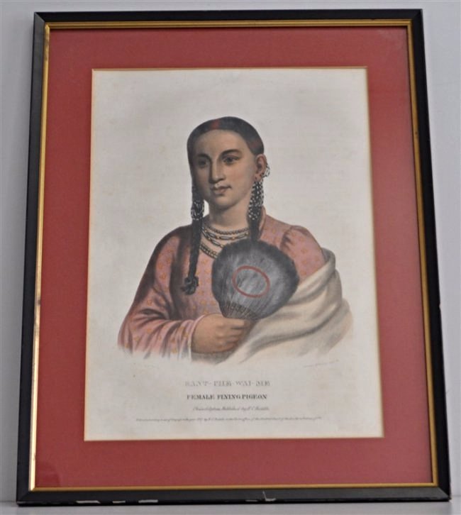 HC 1837 LITHO FEMALE FLYING PIGEON, E.C. BIDDLE (1 of 7)