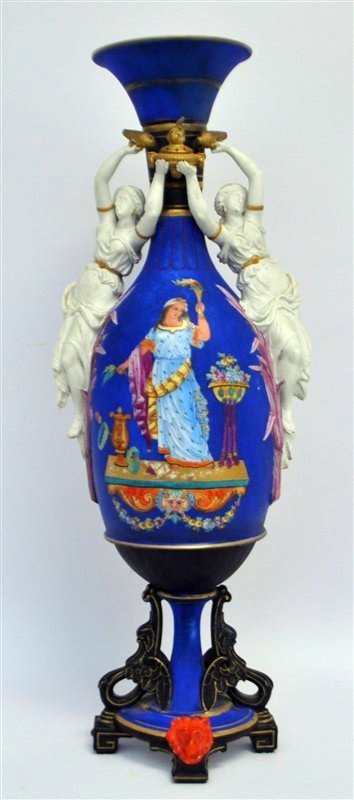 TALL HAND PAINTED PORCELAIN URN OLD PARIS (1 of 9)
