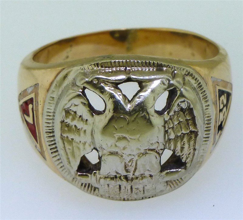 10KT GOLD MASONIC RING SIZE 9.25 (1 of 5)