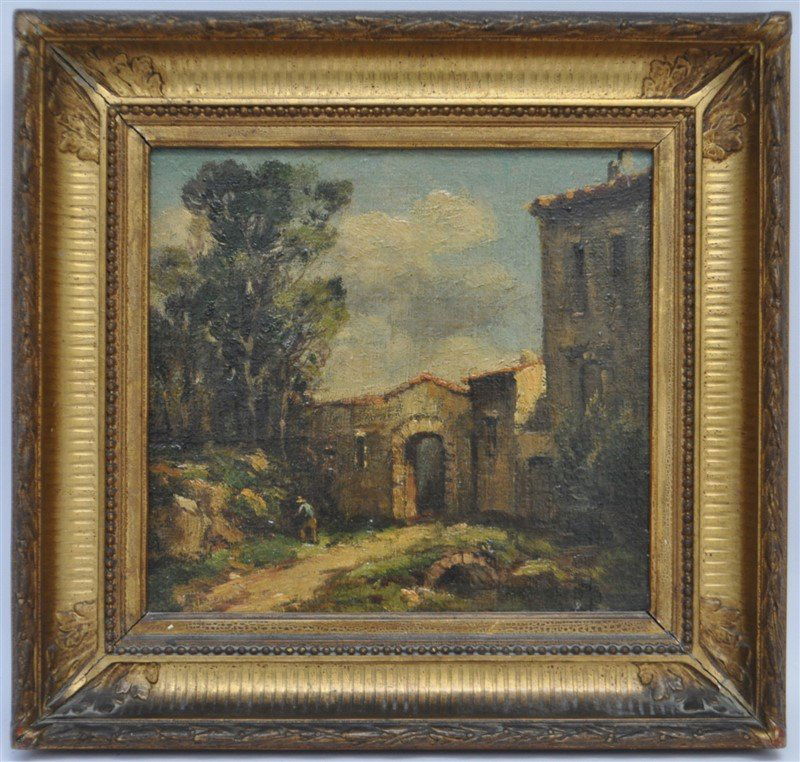 ECOLE FRANCAISE c. 1860 OIL ON CANVAS ENTRY (1 of 9)
