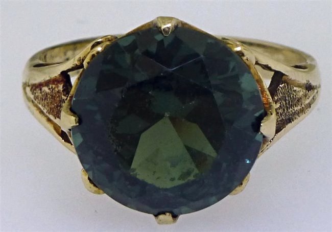 14KT ART DECO GREEN SYNTHETIC SPINEL FASHION RING (1 of 5)