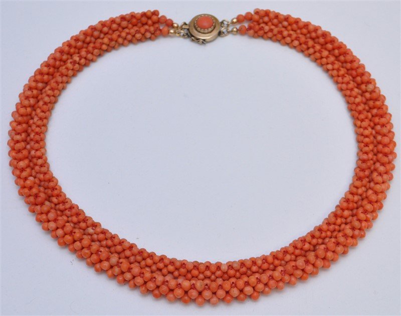 VINTAGE CORAL NECKLACE WITH 14K CLASP (1 of 6)