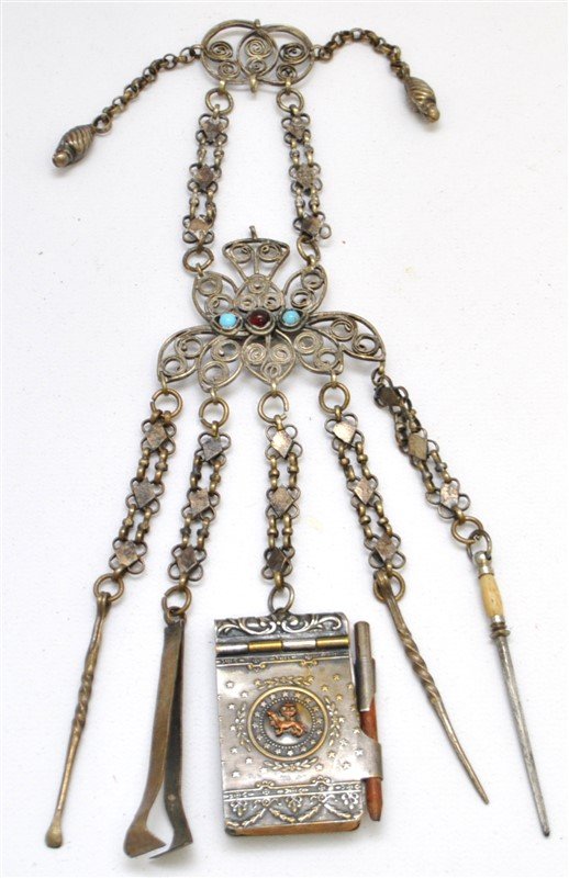 ORNATE SCROLLED VICTORIAN 19TH C. CHATELAINE (1 of 7)
