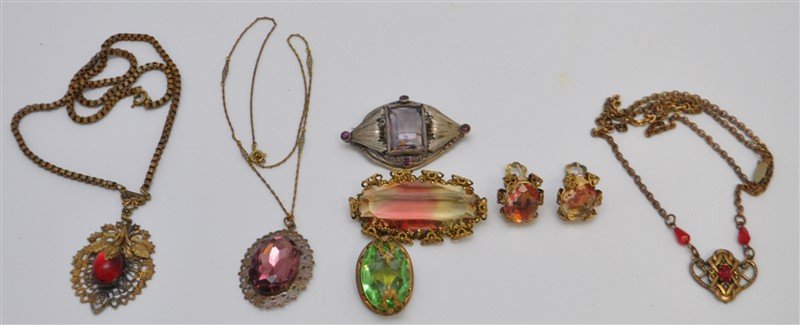 7 pc ANTIQUE GERMAN & CZECH JEWELRY ITEMS (1 of 7)