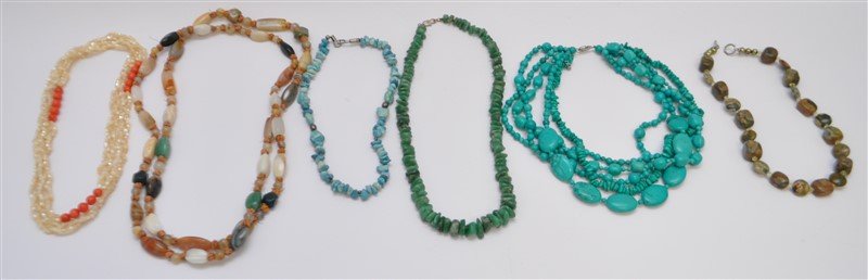 6 NATURAL STONE NEKLACES JASPER - AVENTURINE - AGATE (1 of 8)