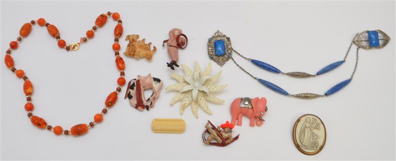 10 pc 1930-40s CELLOLOID BAKELITE JEWELRY FRANCE + MORE (1 of 8)