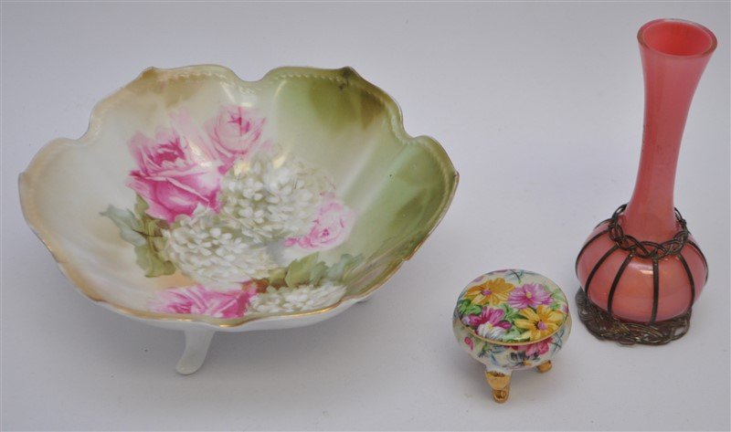 3 Pc RS PRUSSIA - VICTORIAN PINK GLASS - CHINTZ (1 of 7)