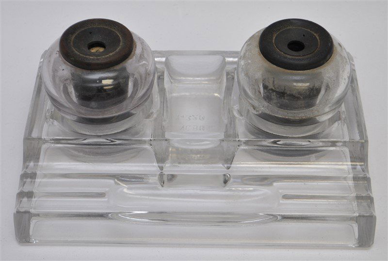 GUSTAV SENGBUSCH ART DECO GLASS INKWELL DESK SET (1 of 5)