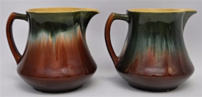 2 ANTIQUE YELLOWWARE ROSEVILLE PITCHERS / JUGS (1 of 8)