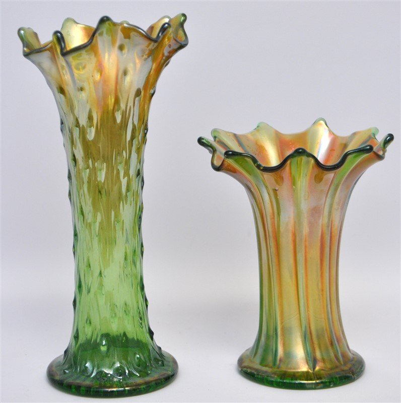 2 PC CARNIVAL GLASS NORTHWOOD 1908-1912 VASES (1 of 7)