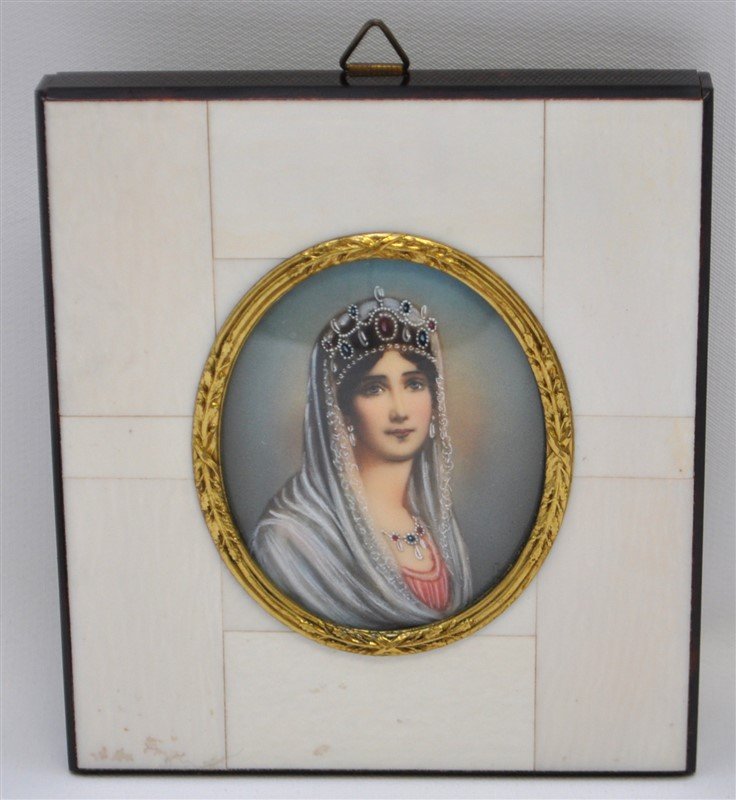 FRENCH MINIATURE OIL PORTRAIT EMPRESS JOSEPHINE (1 of 8)