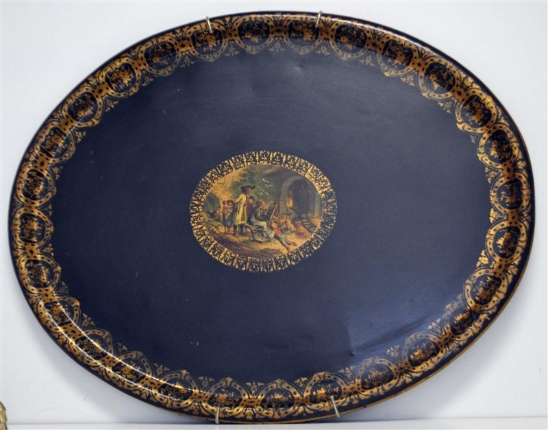 FRENCH LARGE HAND PAINTED TOLE TRAY BEDEL CIE (1 of 7)